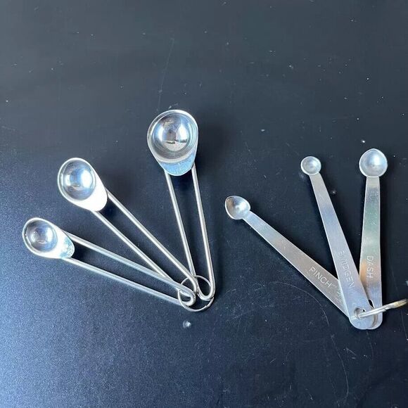 Small Measuring Spoons Stainless Steel Dash Pinch Smidgen 1, 1/2, 1/4 TSP Set/6 - Picture 1 of 9